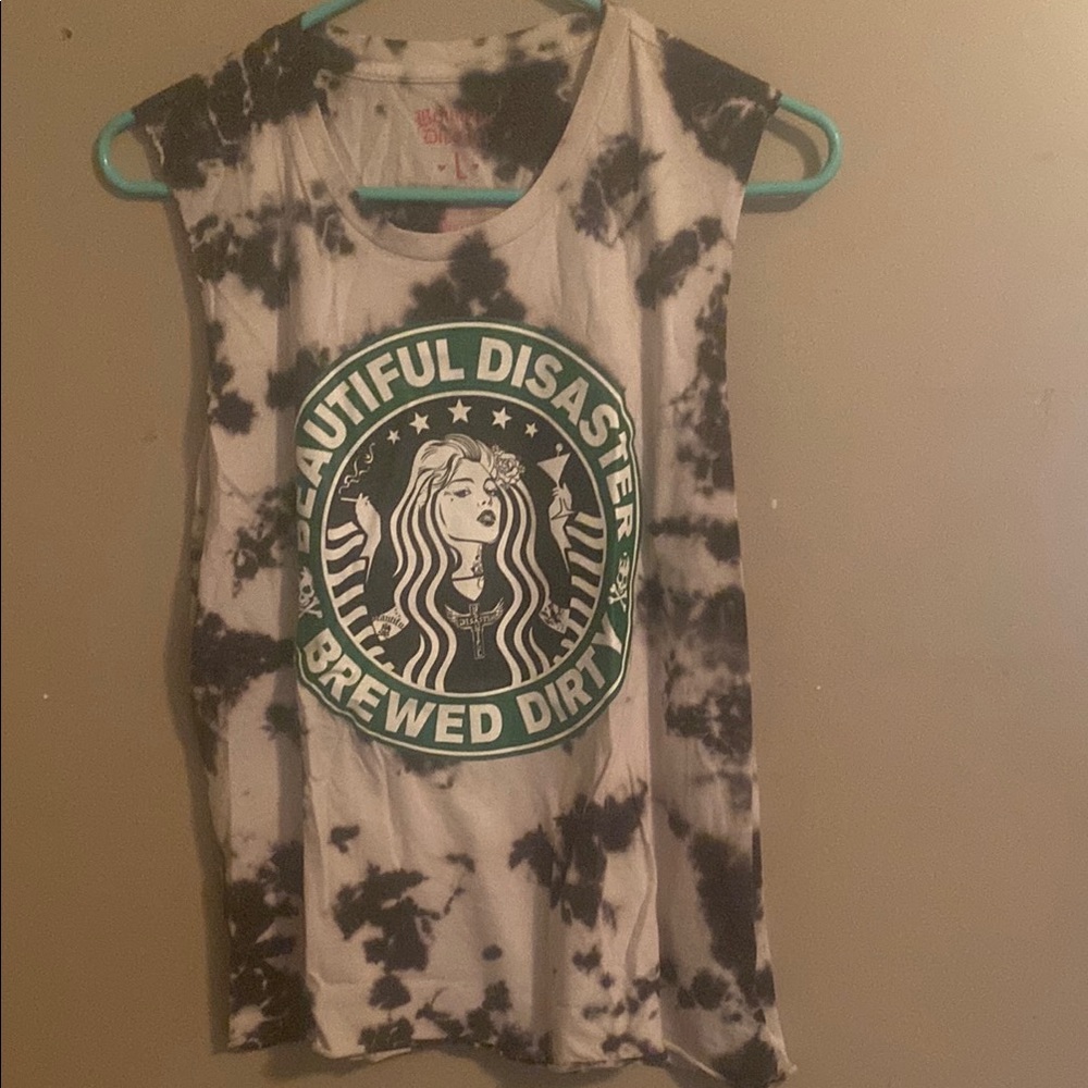 Beautiful Disaster Black and White Tie-Dye tank top